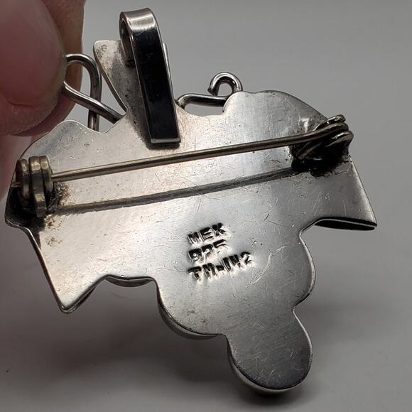 Vintage 925 Taxco Mexico Sterling Silver Grapes Brooch / Pendant - Picture 6 of 8